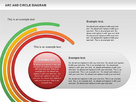 Boog en cirkel diagram, PowerPoint-sjabloon, 01040, Figuren — PoweredTemplate.com