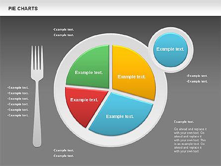 Pie gráfico em um prato, Deslizar 13, 01050, Gráficos circulares — PoweredTemplate.com