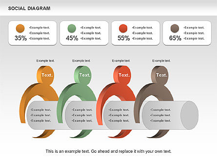 Social diagrama, Modelo do PowerPoint, 01061, Diagramas de Etapas — PoweredTemplate.com