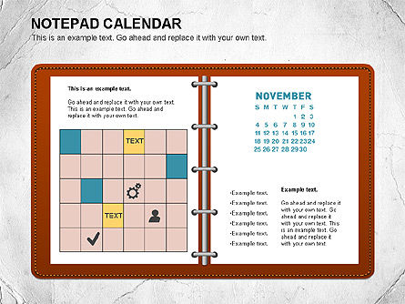 メモ帳カレンダー, スライド 11, 01063, Timelines & Calendars — PoweredTemplate.com