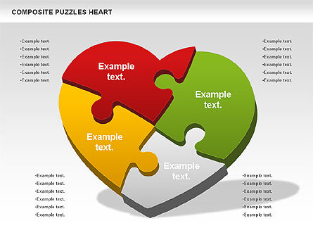 Puzzle coração, Deslizar 5, 01068, Diagramas em Puzzle — PoweredTemplate.com
