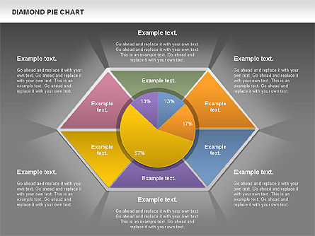 Diamond Pie Chart, Slide 13, 01071, Pie Charts — PoweredTemplate.com