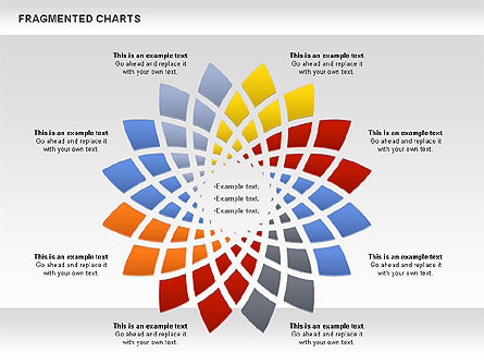 Diagrama de estágio fragmentado, Modelo do PowerPoint, 01074, Diagramas de Etapas — PoweredTemplate.com