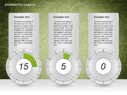 绿色表上的秒表, 幻灯片 10, 01084, 饼状图 — PoweredTemplate.com
