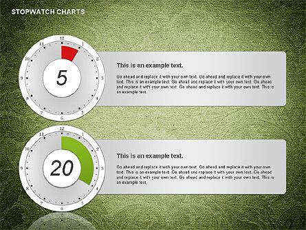 绿色表上的秒表, 幻灯片 11, 01084, 饼状图 — PoweredTemplate.com