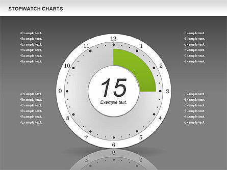 Stopwatch op groene grafiek, Dia 12, 01084, Cirkeldiagram — PoweredTemplate.com
