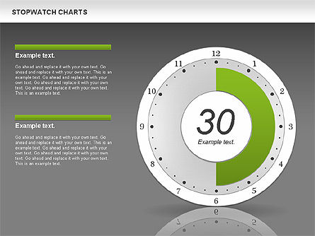 绿色表上的秒表, 幻灯片 15, 01084, 饼状图 — PoweredTemplate.com
