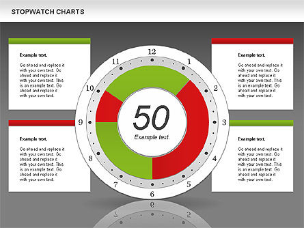 绿色表上的秒表, 幻灯片 16, 01084, 饼状图 — PoweredTemplate.com