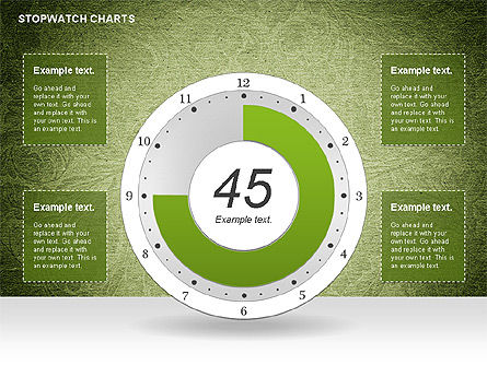 Stopwatch op groene grafiek, Dia 6, 01084, Cirkeldiagram — PoweredTemplate.com