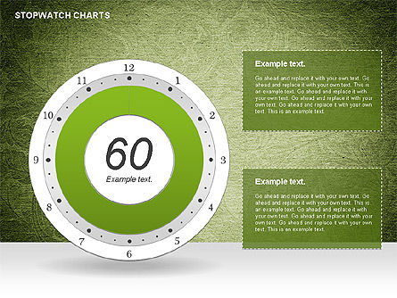 Stopwatch na carta verde, Deslizar 7, 01084, Gráficos circulares — PoweredTemplate.com