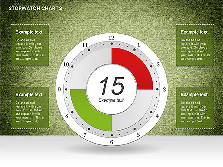 Stopwatch op groene grafiek, Dia 8, 01084, Cirkeldiagram — PoweredTemplate.com
