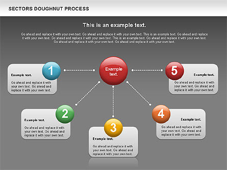 Sectoren doughnut processchema, Dia 13, 01092, Procesdiagrammen — PoweredTemplate.com