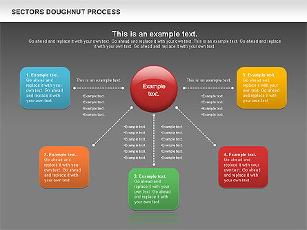 Sectoren doughnut processchema, Dia 15, 01092, Procesdiagrammen — PoweredTemplate.com