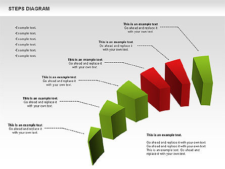 색상 단계 다이어그램, 슬라이드 9, 01103, 단계 도표 — PoweredTemplate.com