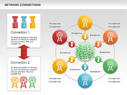 Diagrama de rede celular, Modelo do PowerPoint, 01109, Modelos de Negócio — PoweredTemplate.com