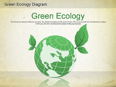Green mundo diagrama, Modelo do PowerPoint, 01160, Modelos de Negócio — PoweredTemplate.com
