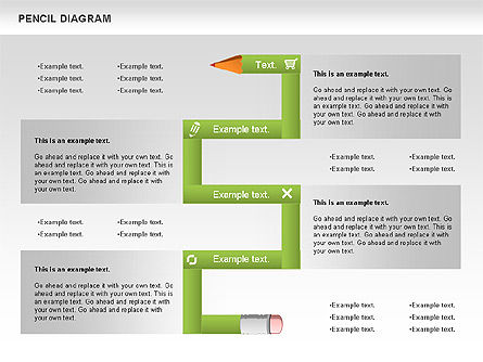 연필 다이어그램, 슬라이드 10, 01167, 단계 도표 — PoweredTemplate.com