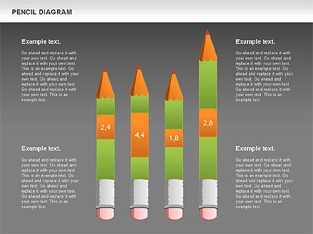 연필 다이어그램, 슬라이드 14, 01167, 단계 도표 — PoweredTemplate.com