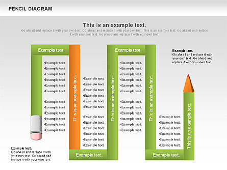 연필 다이어그램, 슬라이드 4, 01167, 단계 도표 — PoweredTemplate.com