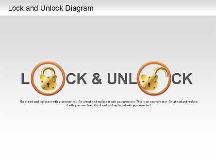 Lock unlock diagram, PowerPoint-sjabloon, 01196, Stage diagrams — PoweredTemplate.com