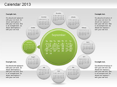 Kalender PowerPoint 2013, Slide 10, 01207, Timelines & Calendars — PoweredTemplate.com