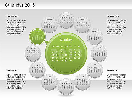 2013 PowerPoint kalender, Dia 11, 01207, Timelines & Calendars — PoweredTemplate.com