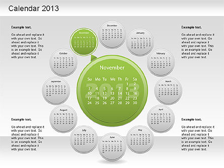 2013 Calendário do PowerPoint, Deslizar 12, 01207, Timelines & Calendars — PoweredTemplate.com