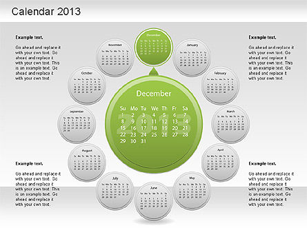 Kalender PowerPoint 2013, Slide 13, 01207, Timelines & Calendars — PoweredTemplate.com