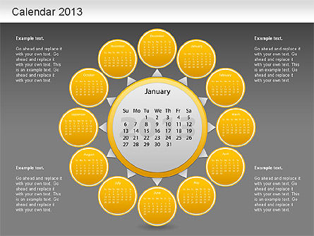 Kalender PowerPoint 2013, Slide 14, 01207, Timelines & Calendars — PoweredTemplate.com