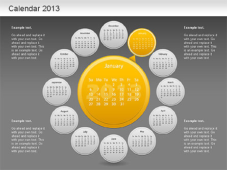2013 PowerPoint kalender, Dia 15, 01207, Timelines & Calendars — PoweredTemplate.com