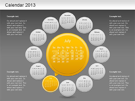 Calendrier PowerPoint 2013, Diapositive 16, 01207, Timelines & Calendars — PoweredTemplate.com