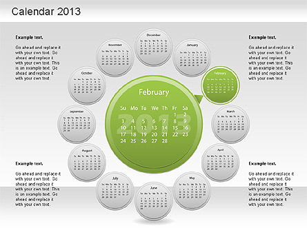 2013年のPowerPointカレンダー, スライド 3, 01207, Timelines & Calendars — PoweredTemplate.com