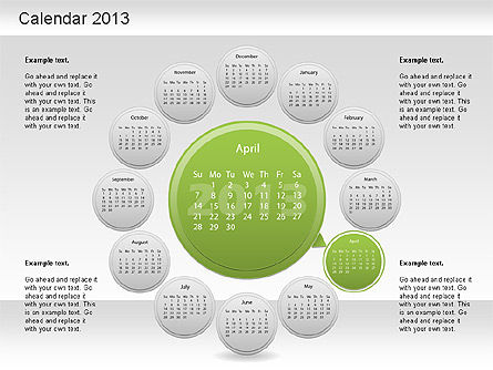 Calendrier PowerPoint 2013, Diapositive 5, 01207, Timelines & Calendars — PoweredTemplate.com