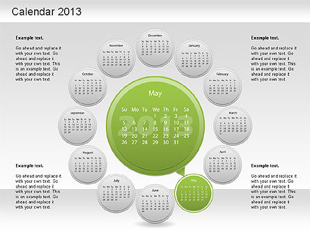 Kalender PowerPoint 2013, Slide 6, 01207, Timelines & Calendars — PoweredTemplate.com