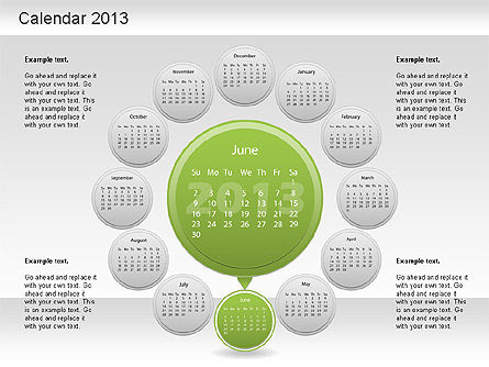 Kalender PowerPoint 2013, Slide 7, 01207, Timelines & Calendars — PoweredTemplate.com