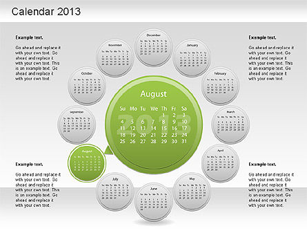 Kalender PowerPoint 2013, Slide 9, 01207, Timelines & Calendars — PoweredTemplate.com