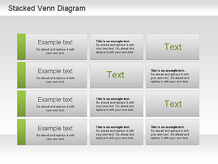Diagrama de Venn apilado, Diapositiva 4, 01209, Modelos de negocios — PoweredTemplate.com