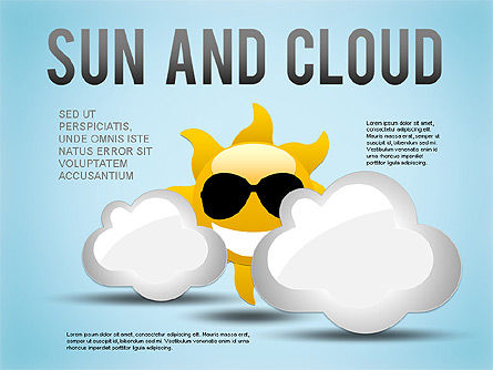 太阳和云彩的形状, PowerPoint模板, 01224, 形状 — PoweredTemplate.com