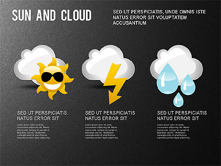 Sun and Clouds Shapes, Slide 15, 01224, Shapes — PoweredTemplate.com