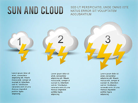 태양과 구름 모양, 슬라이드 4, 01224, 모양 — PoweredTemplate.com