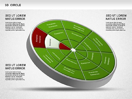 3d diagrama de roda segmentada, Modelo do PowerPoint, 01232, Modelos de Negócio — PoweredTemplate.com