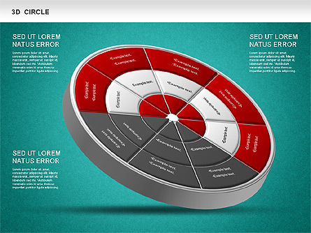 3d diagrama de roda segmentada, Deslizar 15, 01232, Modelos de Negócio — PoweredTemplate.com