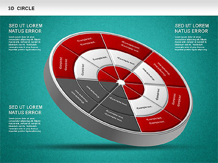 Diagramme de roue segmenté 3D, Diapositive 16, 01232, Modèles commerciaux — PoweredTemplate.com