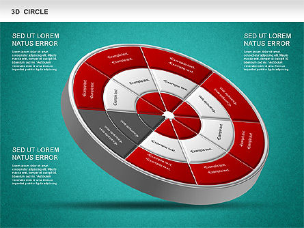 Diagramme de roue segmenté 3D, Diapositive 17, 01232, Modèles commerciaux — PoweredTemplate.com