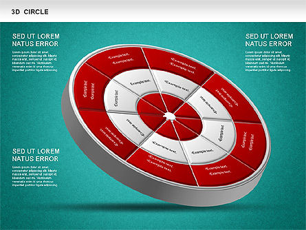 Diagramme de roue segmenté 3D, Diapositive 18, 01232, Modèles commerciaux — PoweredTemplate.com