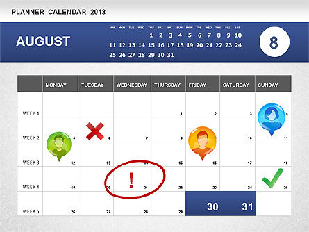 Planerkalender 2013, Folie 8, 01247, Timelines & Calendars — PoweredTemplate.com