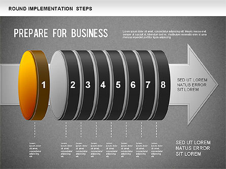 Implementation Steps Diagram, Slide 10, 01248, Stage Diagrams — PoweredTemplate.com