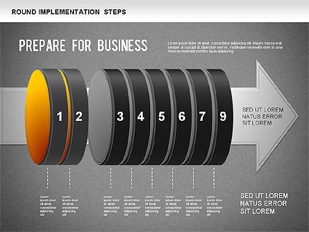 Diagram Langkah Implementasi, Slide 11, 01248, Diagram Panggung — PoweredTemplate.com