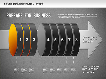구현 단계 다이어그램, 슬라이드 12, 01248, 단계 도표 — PoweredTemplate.com