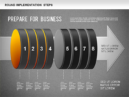 Implementation Steps Diagram, Slide 13, 01248, Stage Diagrams — PoweredTemplate.com